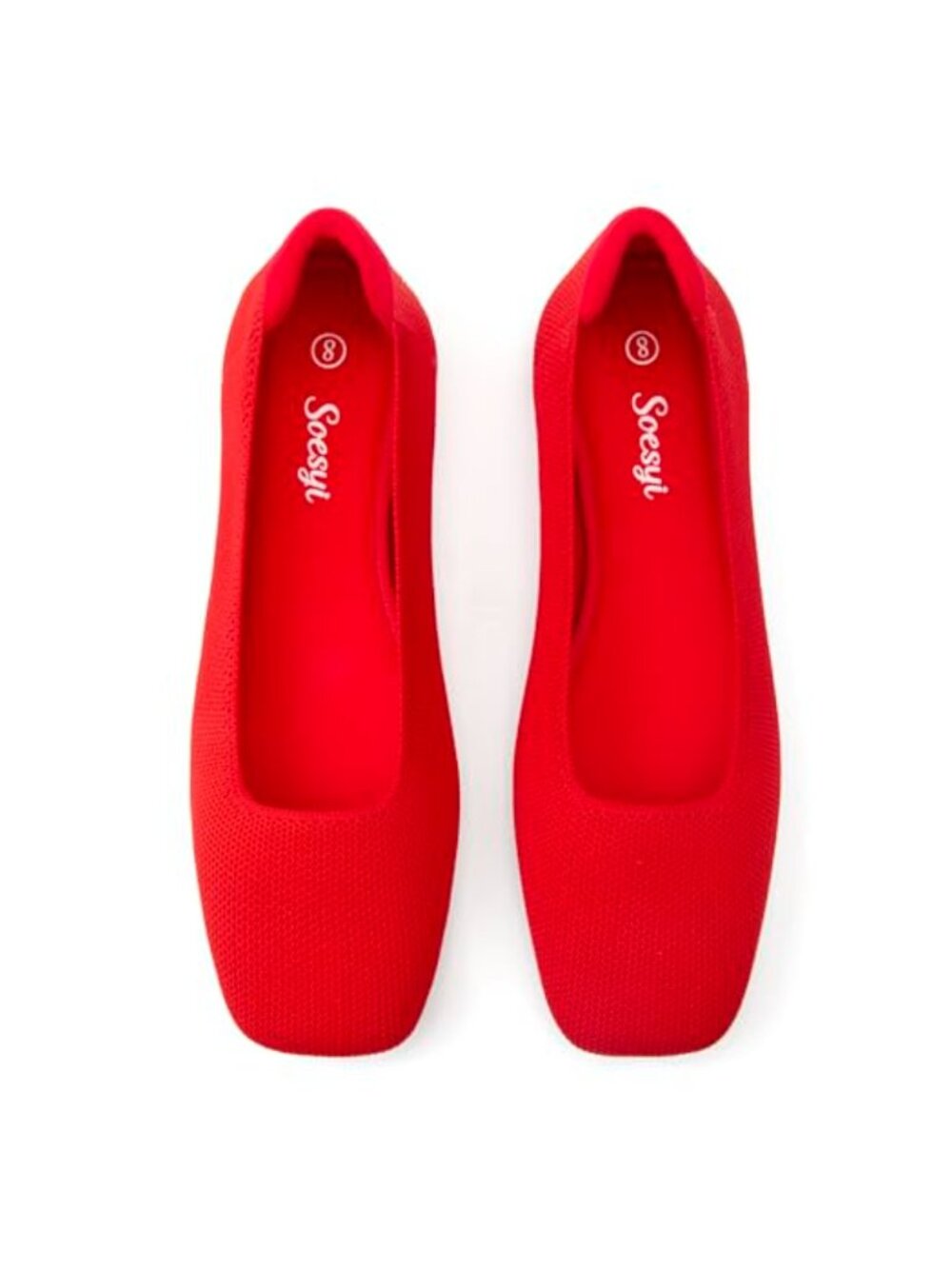 Women's Mary Jane Ballet Flats Washable Knit Slip-On Square Toe Comfort